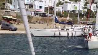 Anchoring in Tourlos Marina Mykonos with 27 knots meltemi [upl. by Valleau]