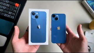 iPhone 13 Mini Unboxing Blue in 2023 [upl. by Adnolehs]