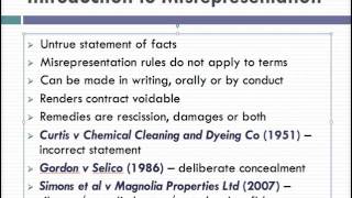 Misrepresentation Lecture 1 of 4 [upl. by Eneres]